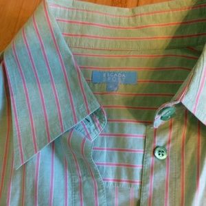 escada sport womens green pink stripe shirt large